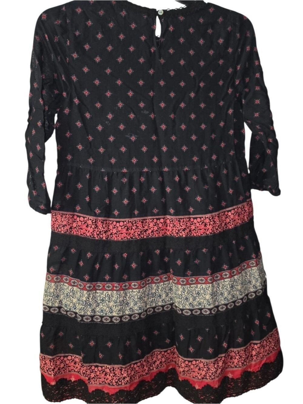 J. Jill Black Multicolored 3/4 Sleeve Dress Medium Petite - Picture 3 of 10